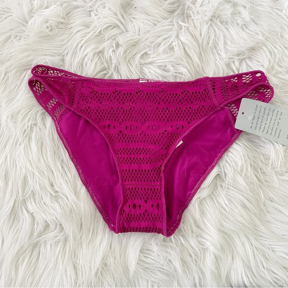 BECCA Fuchsia Crochet Bikini Bottom